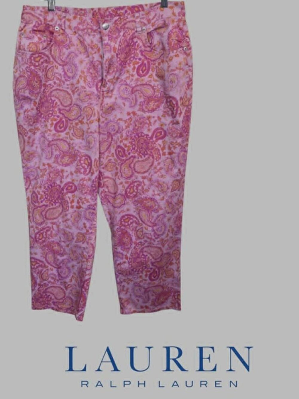Lauren Ralph Lauren Rainbow Paisley Cotton Cropped Pants Womens 32X25